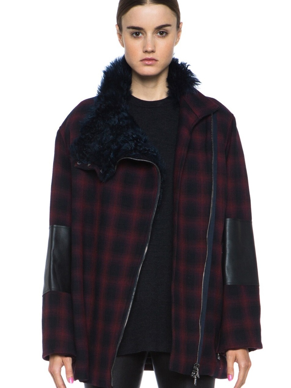 3.1 Phillip Lim Asymmetric Jacket with Detachable Shearling Collar